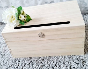 Wooden card box lockable options - Post box, Wedding cards - Funeral Memory Box, Birthday cards. Eco Friendly - with slot options