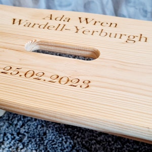 Personalised Child's Stool Rectangle Wooden Christening/Baptism and First Birthday Gift Childs Seat