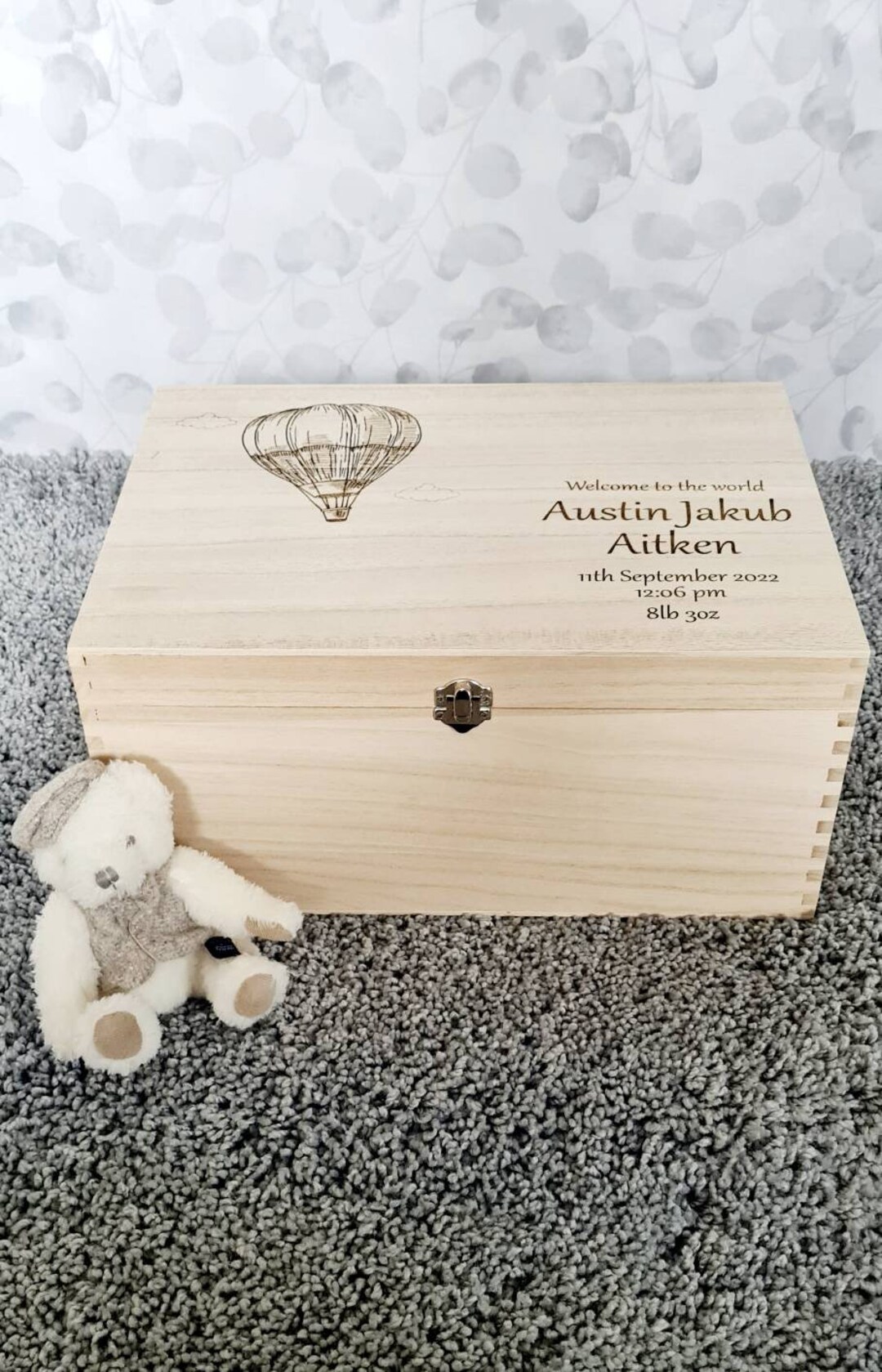 Personalised Wooden Engraved - Welcome to the World | Baby Storage Box ...