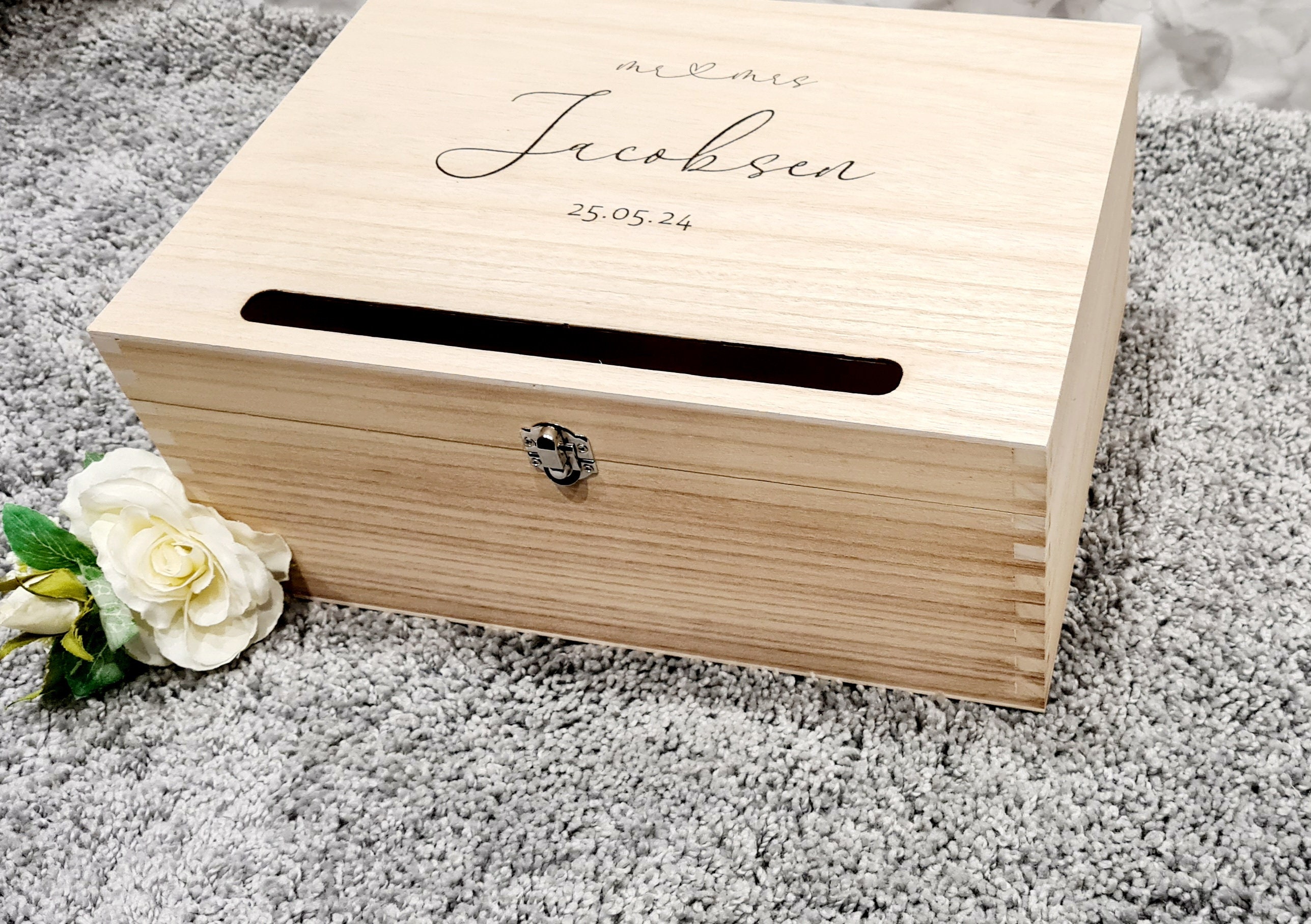 Personalized Wooden Wedding Card Box: Lockable Keepsake Memory Box - Etsy