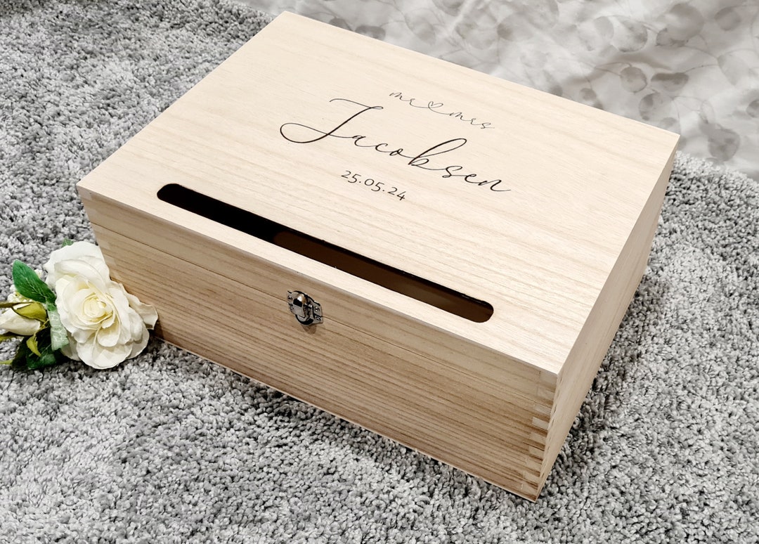 Personalized Wooden Wedding Card Box: Lockable Keepsake Memory Box - Etsy