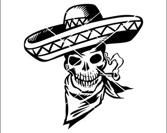 Mexican Outlaw Skull Head Sombrero 