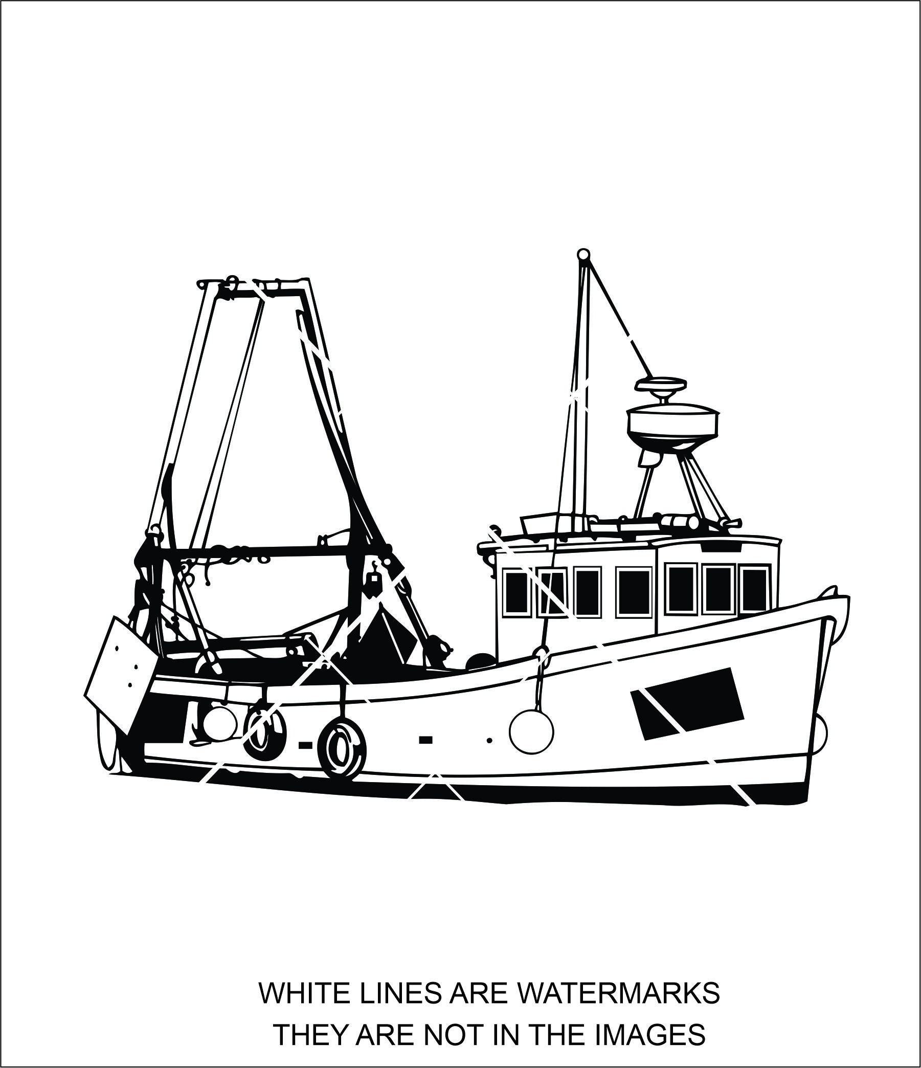 Shrimp Boat Clip Art Black And White