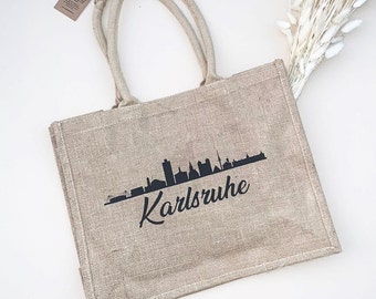 Jutetasche mit Stadtaufdruck