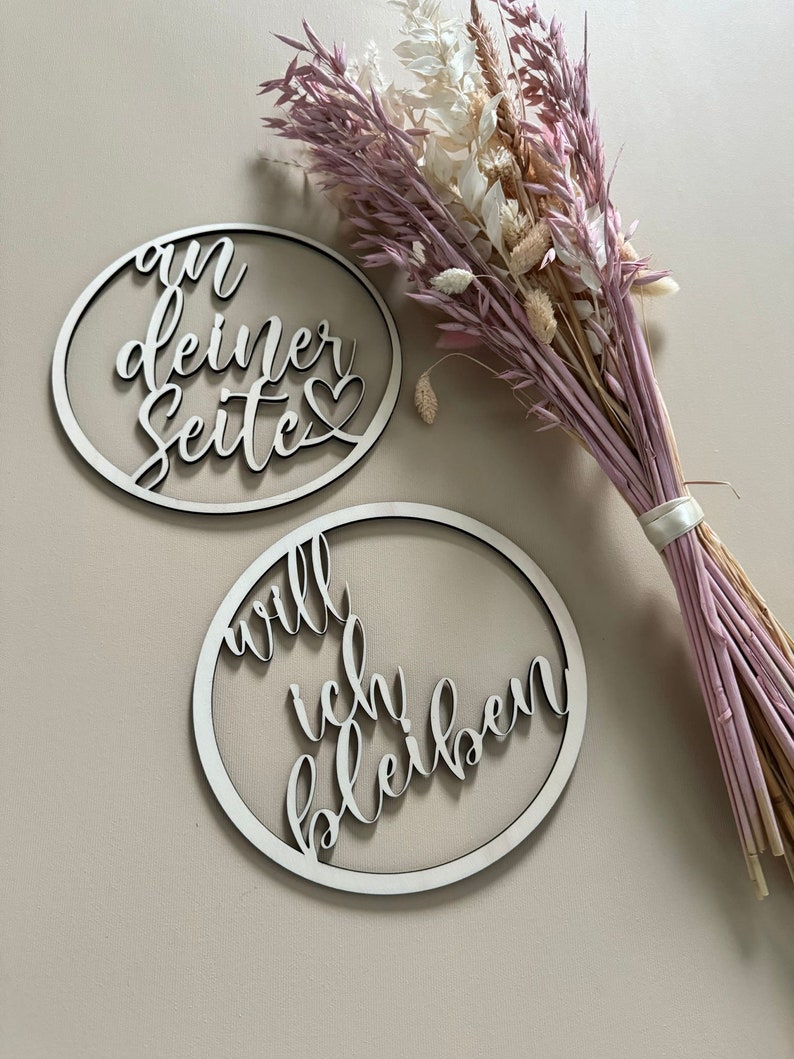 Personalized wooden wedding rings Perfect accents for your chairs image 3