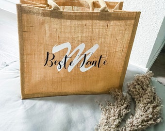 Tasche „Beste Tante“ Jutetasche Tragetasche Einkaufstasche Shopperbag