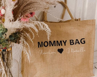 Mommy-Bag Personalized Jute Bag Shopping Bag Bag for Hospital Baby Party Gift Mom His Dad Bag
