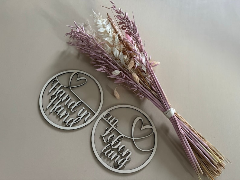 Personalized wooden wedding rings Perfect accents for your chairs image 1