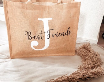 Jute Einkaufstasche „Best Friends“, Einkaufskorb, Tasche, Personalisiert