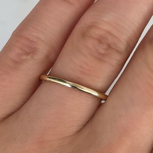 14k Solid Gold Wedding Ring - Delicate 2.0mm Gold Ring - Thin Gold Band - Plain Gold Wedding Band - Dainty Stacking Ring - Simple Gold Ring