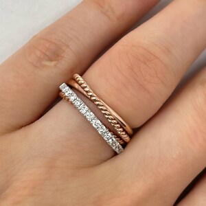 Real Gold Ring / Real Gold Jewelry / High Quality Jewelry / Natural Diamond Ring / Multi-Band Rope Ring / Gold Cross Over Ring / Diamond Criss Cross Ring / Multi-Row Diamond Ring / Gold Rope Ring / Gold Diamond Twist Ring / Gold Multi Band Twist Ring