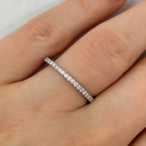 14k Solid Gold Diamond 3/4 Eternity Ring - Diamond Wedding Band - Anniversary Ring - Diamond U Prong Setting Ring - Dainty Stackable Ring