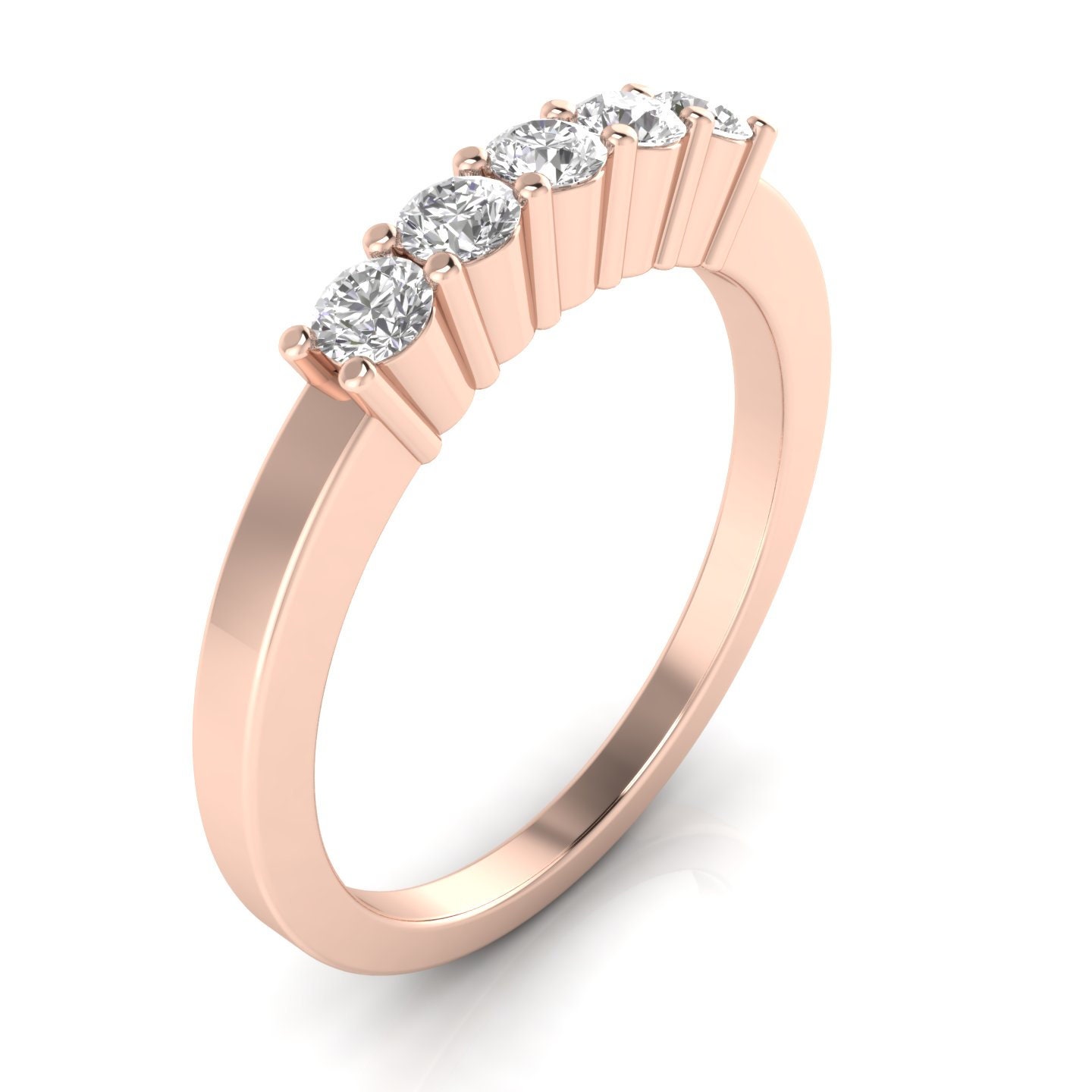 Natural Diamond 5 Stone Ring in Real Solid Gold, 0.30 Cttw Five 