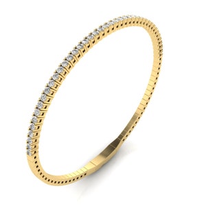 Real Solid Gold Bangle Bracelet / Real Gold Jewelry / High-Quality Jewelry / Natural Diamond Bracelet / Conflict-Free Diamonds / Diamond Bangle in 14k Gold / 14k Gold Diamond Bangle / Diamond Flexible Bracelet / Diamond Flexi Bangle / Dainty Bangle