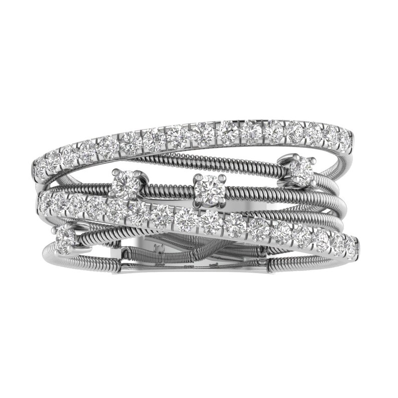 Real Gold Ring / Real Gold Jewelry / Diamond Ring / High Quality Jewelry / Natural Diamond Ring / Conflict-Free Diamonds / Gold Diamond Criss Cross Band / Gold Cross Over Ring / Multi-Row Diamond Band / Unique Dainty Statement Ring / Gold Wire Ring