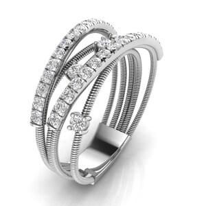 Real Gold Ring / Real Gold Jewelry / Diamond Ring / High Quality Jewelry / Natural Diamond Ring / Conflict-Free Diamonds / Gold Diamond Criss Cross Band / Gold Cross Over Ring / Multi-Row Diamond Band / Unique Dainty Statement Ring / Gold Wire Ring