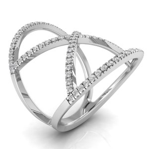 Real Gold Ring / Real Gold Jewelry / Diamond Ring / Statement Ring / High Quality Jewelry / Natural Diamond Ring / Conflict-Free Diamonds / Gold X Ring / Diamond X Ring / 14k Gold Diamond X Ring / Dainty X Diamond Ring / Gold Orbital Diamond Ring