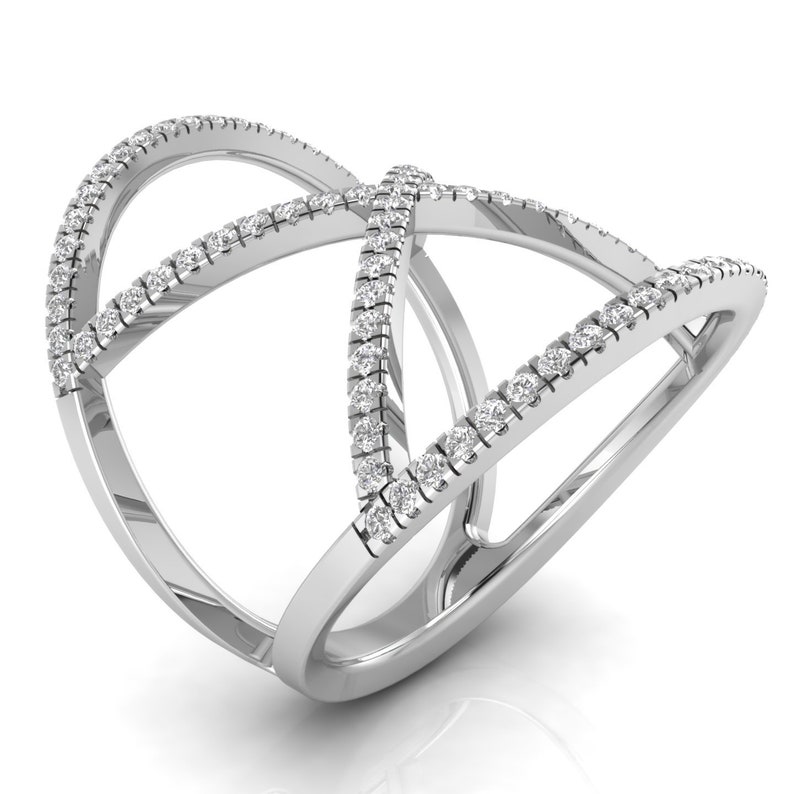 Real Gold Ring / Real Gold Jewelry / Diamond Ring / Statement Ring / High Quality Jewelry / Natural Diamond Ring / Conflict-Free Diamonds / Gold X Ring / Diamond X Ring / 14k Gold Diamond X Ring / Dainty X Diamond Ring / Gold Orbital Diamond Ring