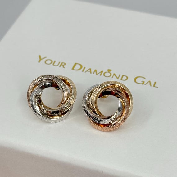 14k Tri-color Rose/yellow/white Gold Three Circle Love Knot