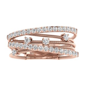 Real Gold Ring / Real Gold Jewelry / Diamond Ring / High Quality Jewelry / Natural Diamond Ring / Conflict-Free Diamonds / Gold Diamond Criss Cross Band / Gold Cross Over Ring / Multi-Row Diamond Band / Unique Dainty Statement Ring / Gold Wire Ring