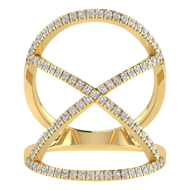 Real Gold Ring / Real Gold Jewelry / Diamond Ring / Statement Ring / High Quality Jewelry / Natural Diamond Ring / Conflict-Free Diamonds / Gold X Ring / Diamond X Ring / 14k Gold Diamond X Ring / Dainty X Diamond Ring / Gold Orbital Diamond Ring