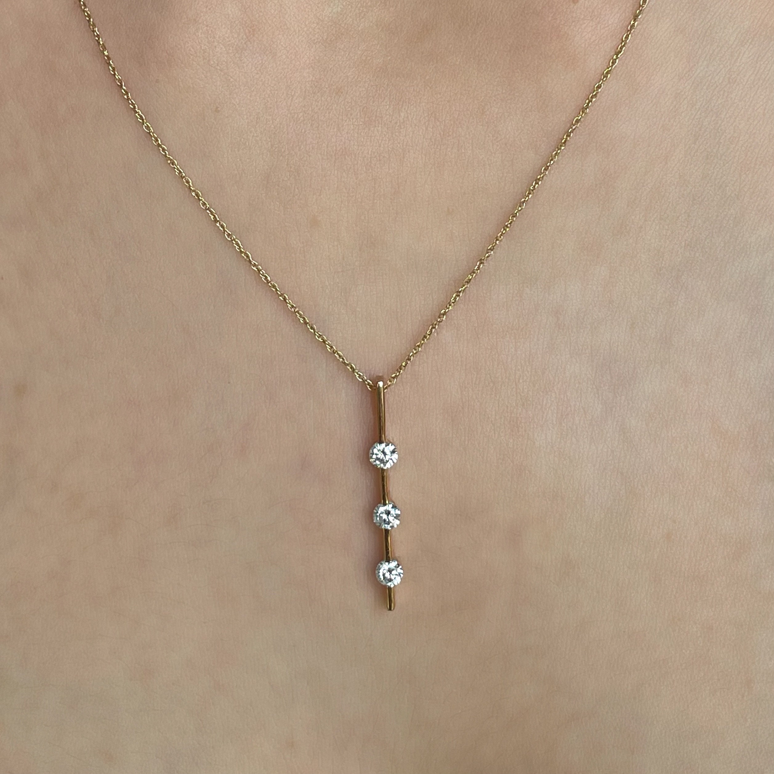 Bling Jewelry Collana A Barre Orizzontale E Verticale In Argento 925 Con Zirconi, Passato Presente Futuro, Donna - 5