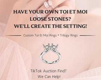 Custom Toi Et Moi Setting for Loose Diamond or Gemstone, Trilogy Ring Mounting, Custom Ring With Your Stone