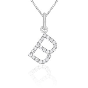 14k Solid Gold Initial Letter B Diamond Pendant Necklace - Dainty Diamond Necklace- Letter Necklace- Gold Initial Necklace- Diamond Alphabet