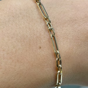 Real Gold Bracelet / Real Gold Jewelry / High-Quality Jewelry / 14k Gold Paper Clip Chain / Paper Clip Jewelry / Oval Link Chain / Womens Gold Chain / Dainty Gold Bracelet / Lightweight Gold Bracelet / Hollow Gold Chain / Delicate Paperclip Bracelet