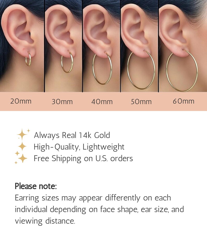 14k White Gold Round Hoops, Flat Wide Hoop Earrings, Classic Shiny Hoops image 5