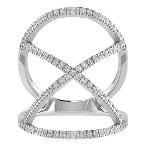 Real Gold Ring / Real Gold Jewelry / Diamond Ring / Statement Ring / High Quality Jewelry / Natural Diamond Ring / Conflict-Free Diamonds / Gold X Ring / Diamond X Ring / 14k Gold Diamond X Ring / Dainty X Diamond Ring / Gold Orbital Diamond Ring