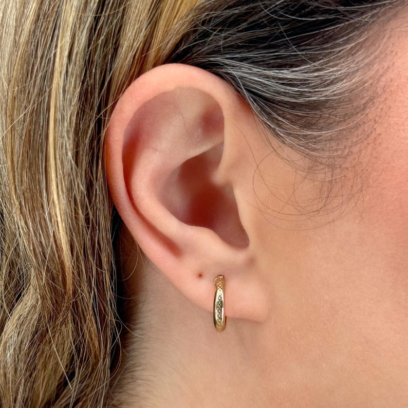 Subtle Hoops 14k Yellow Gold Hoop Earrings - Italian Handcrafted Gold Earrings ...