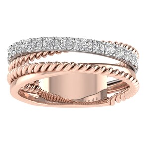 Real Gold Ring / Real Gold Jewelry / High Quality Jewelry / Natural Diamond Ring / Multi-Band Rope Ring / Gold Cross Over Ring / Diamond Criss Cross Ring / Multi-Row Diamond Ring / Gold Rope Ring / Gold Diamond Twist Ring / Gold Multi Band Twist Ring