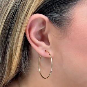 14k Gold Hoop Earrings - 1.5mm Plain Yellow Gold Hoops - Endless Hoops - Infinity Hoops - Thin Round Hoops - Large Hoops - Different Sizes