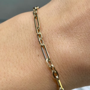 Real Gold Bracelet / Real Gold Jewelry / High-Quality Jewelry / 14k Gold Paper Clip Chain / Paper Clip Jewelry / Oval Link Chain / Womens Gold Chain / Dainty Gold Bracelet / Lightweight Gold Bracelet / Hollow Gold Chain / Delicate Paperclip Bracelet