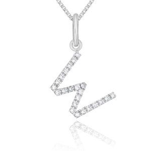 14k Solid Gold Initial Letter W Diamond Pendant Necklace - Dainty Diamond Necklace- Letter Necklace- Gold Initial Necklace- Diamond Alphabet