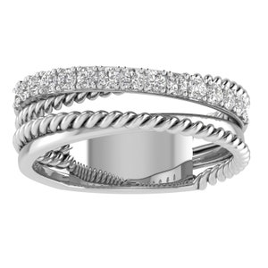 Real Gold Ring / Real Gold Jewelry / High Quality Jewelry / Natural Diamond Ring / Multi-Band Rope Ring / Gold Cross Over Ring / Diamond Criss Cross Ring / Multi-Row Diamond Ring / Gold Rope Ring / Gold Diamond Twist Ring / Gold Multi Band Twist Ring