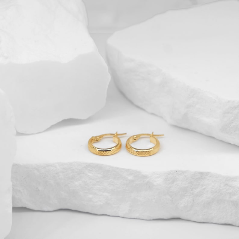 Subtle Hoops 14k Yellow Gold Hoop Earrings - Italian Handcrafted Gold Earrings ...