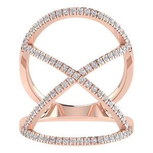 Real Gold Ring / Real Gold Jewelry / Diamond Ring / Statement Ring / High Quality Jewelry / Natural Diamond Ring / Conflict-Free Diamonds / Gold X Ring / Diamond X Ring / 14k Gold Diamond X Ring / Dainty X Diamond Ring / Gold Orbital Diamond Ring