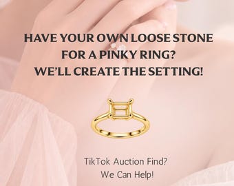 Custom Pinky Ring Setting for Loose Diamond or Gemstone, Custom Ring With Your Stone, Personalized Ring Mounting