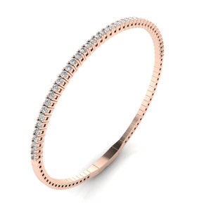 Real Solid Gold Bangle Bracelet / Real Gold Jewelry / High-Quality Jewelry / Natural Diamond Bracelet / Conflict-Free Diamonds / Diamond Bangle in 14k Gold / 14k Gold Diamond Bangle / Diamond Flexible Bracelet / Diamond Flexi Bangle / Dainty Bangle