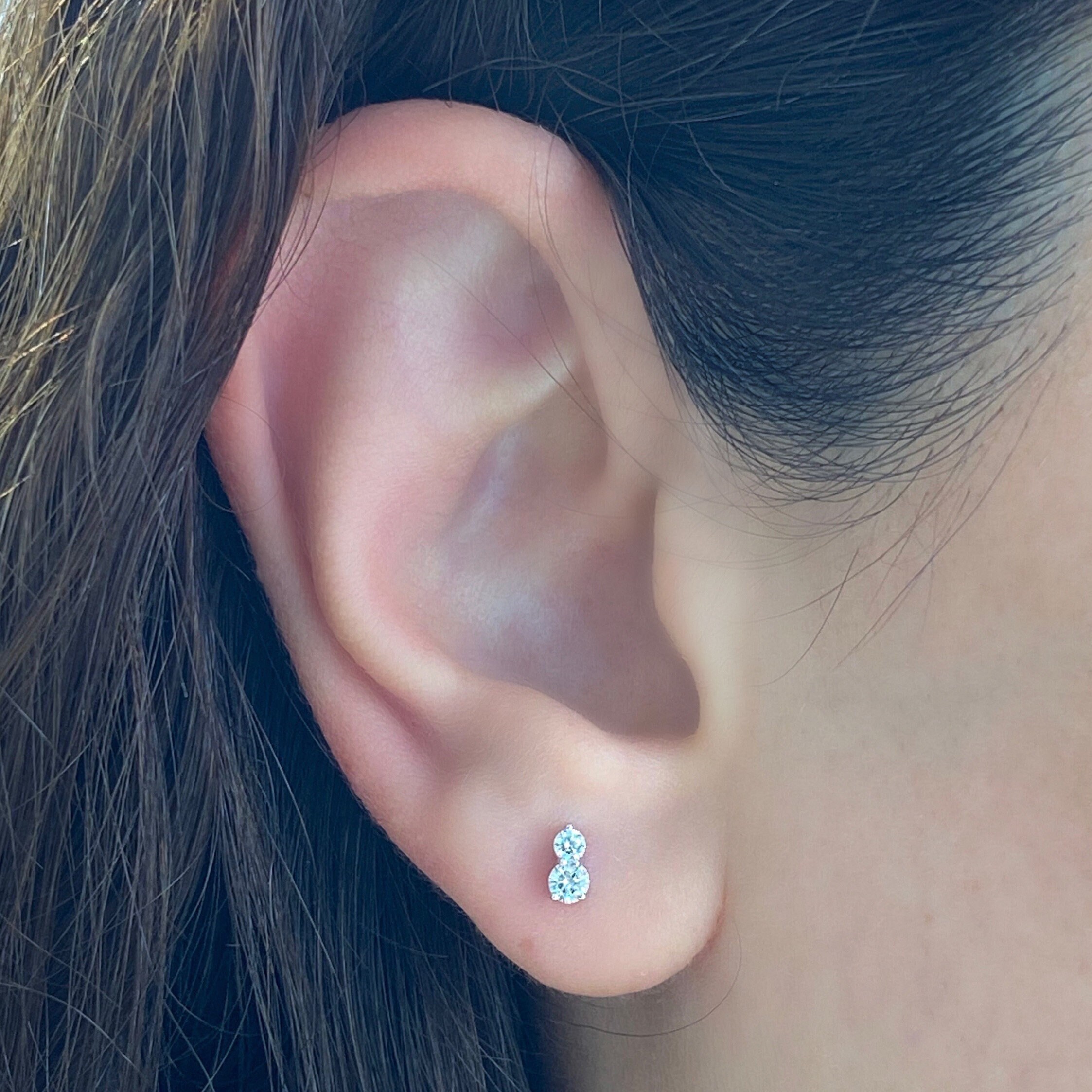 ◆STONEHENgE◆ Grain 14K Brown Diamond One Touch Earrings SA Buy 0.786 Carat Round cut 14k Yellow Gold Brown Diamond