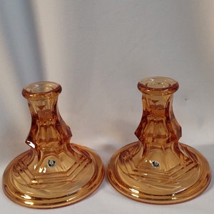 Paar Westmoreland Bernstein Kerzenhalter Bernstein Glas