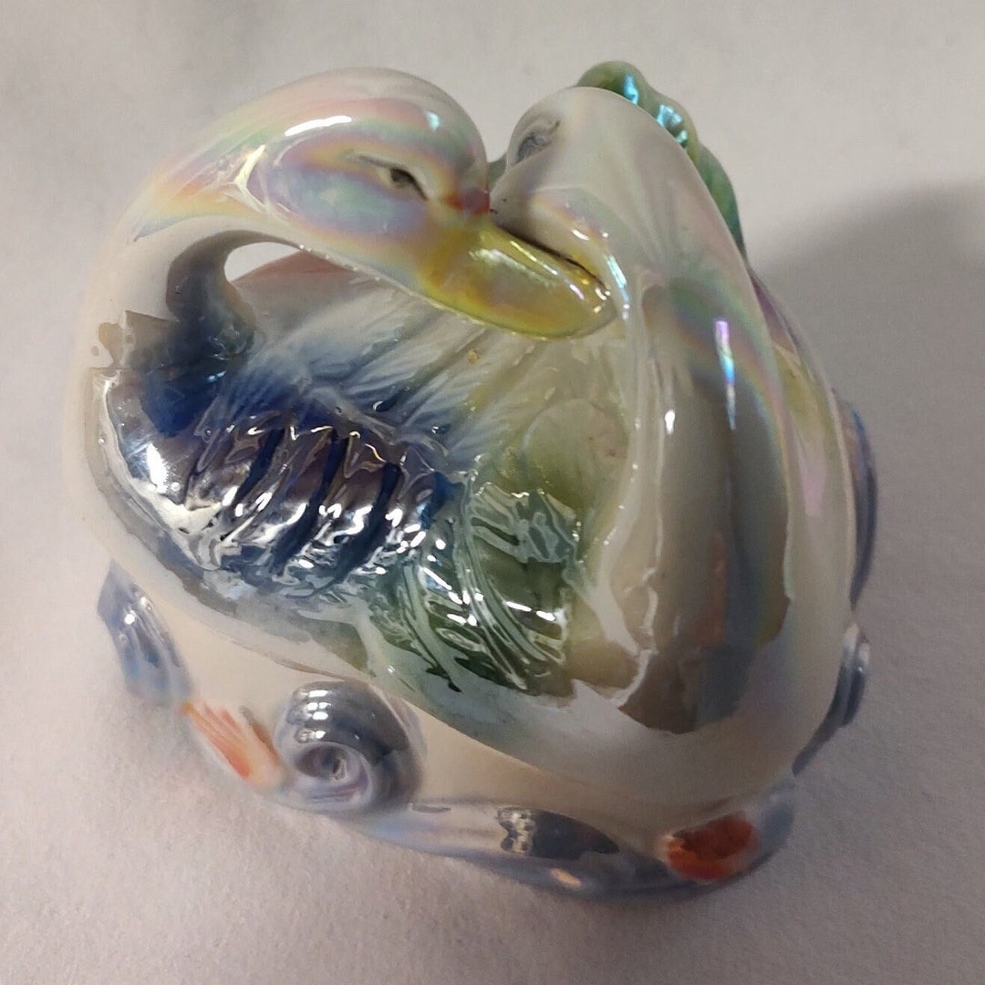 Iridescent Swan Trinket Dish Lusterware - Etsy