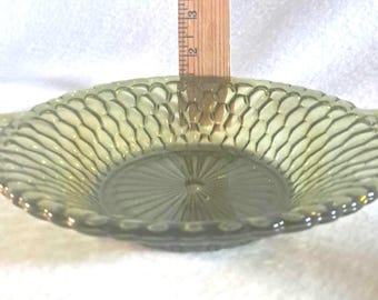 Indiana Glass Avacado Green Shallow Bowl Nut Dish Candy Dish