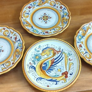 Ravello Plates 8” Lot of 4 Dragon Theme Colorful Artsy Ravello