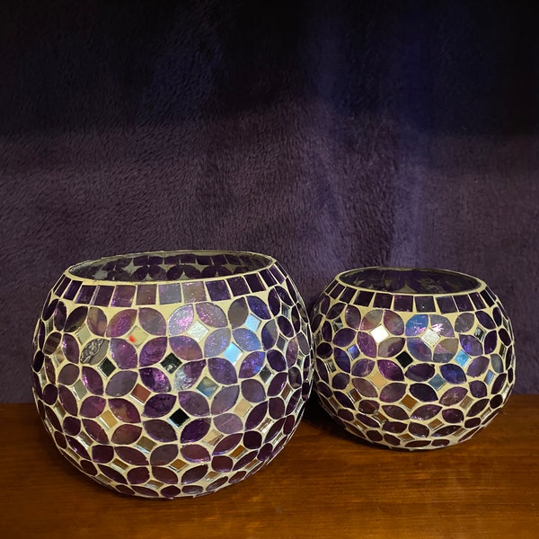 Set of Two Mosaic Candleholder