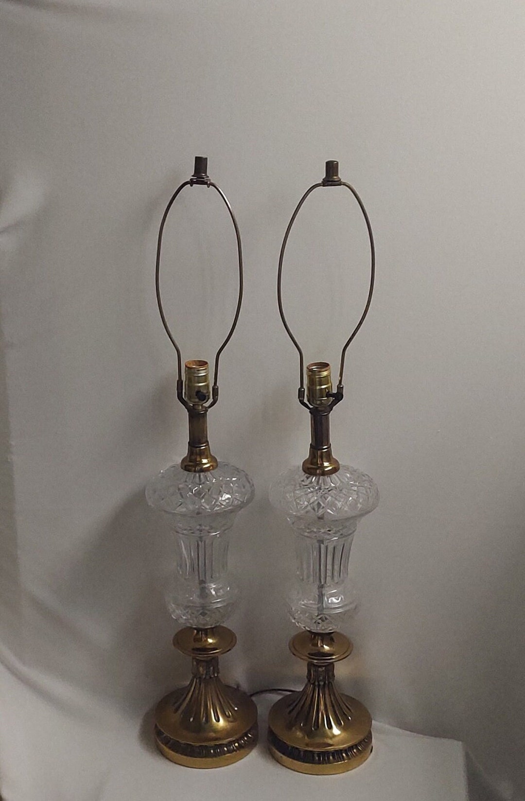 Vintage Lead Crystal Lamp Set Etsy