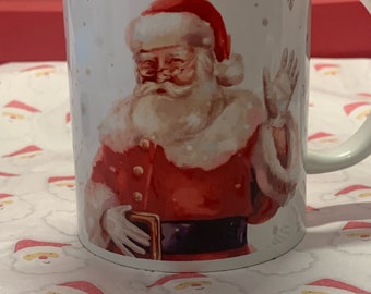 Merry Christmas mug with Santa waving