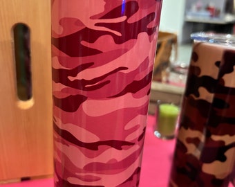 Pink camouflage tumbler